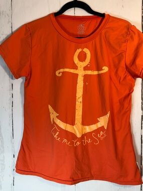 O'Neill Orange Tee with Yellow Anchor Graphic